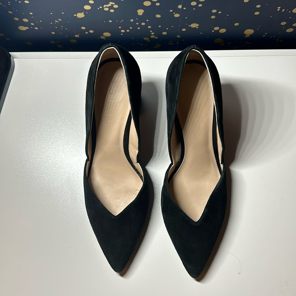 Sexy black 1 State block heel pumps